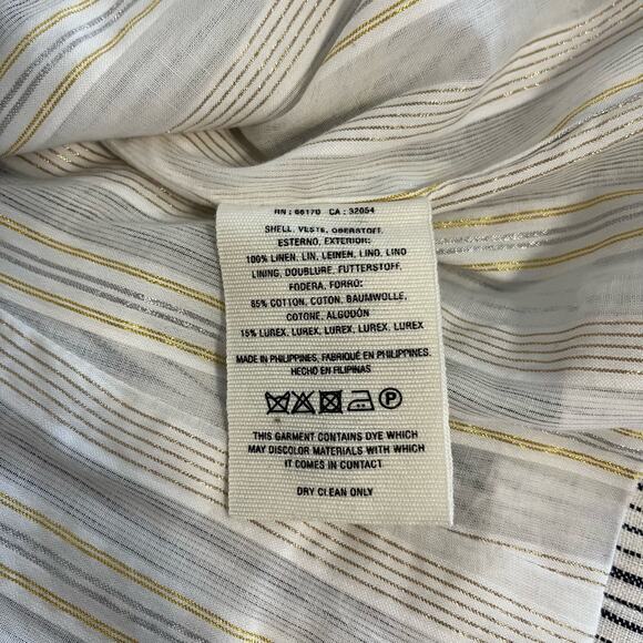 Cartonnier Anthropologie Blazer Womens 2P 100% Linen Stiped Coastal Preppy - Picture 6 of 7